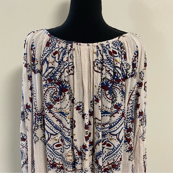 Free People Dress Women’s Size Large Ivory paisley combo Boho Tunic Dress - Picture 7 of 11